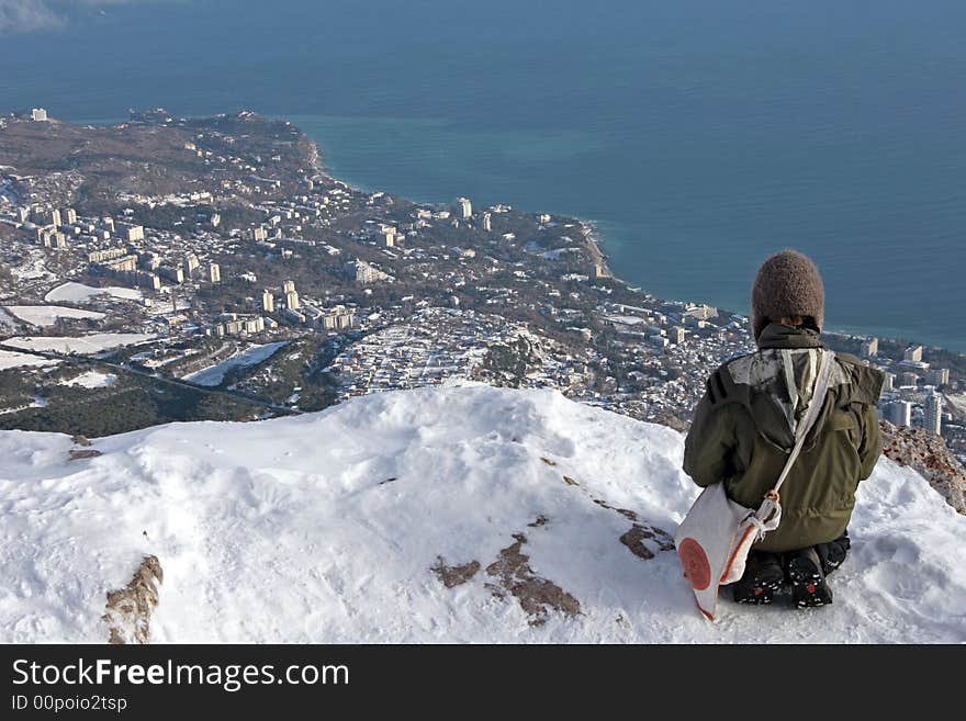 Man prying on the I-Perty peak. Man prying on the I-Perty peak