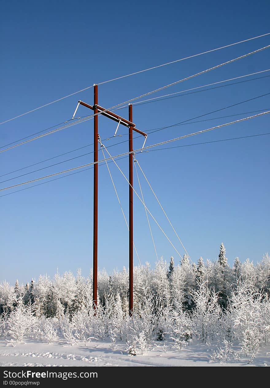 Electrical system lines provide power to the north in winter. Electrical system lines provide power to the north in winter.