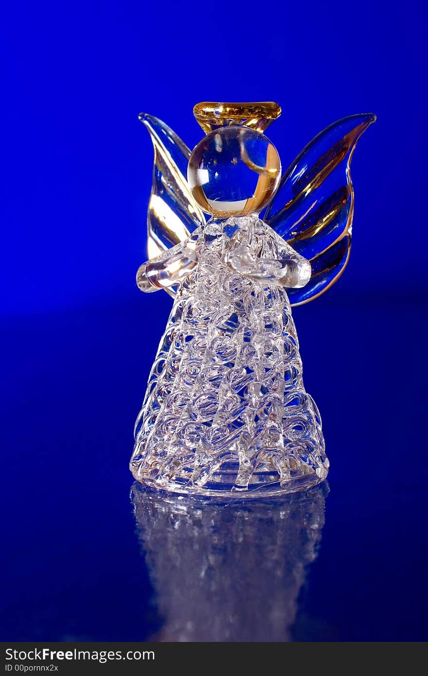 Glass angel with gold halo