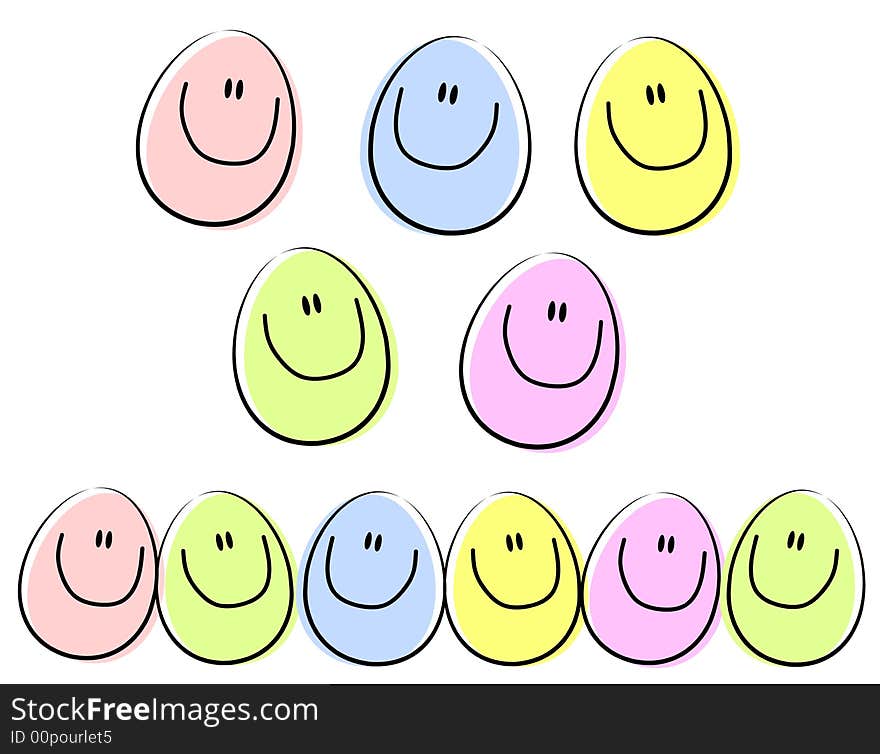 Cartoon Happy Face Easter Eggs