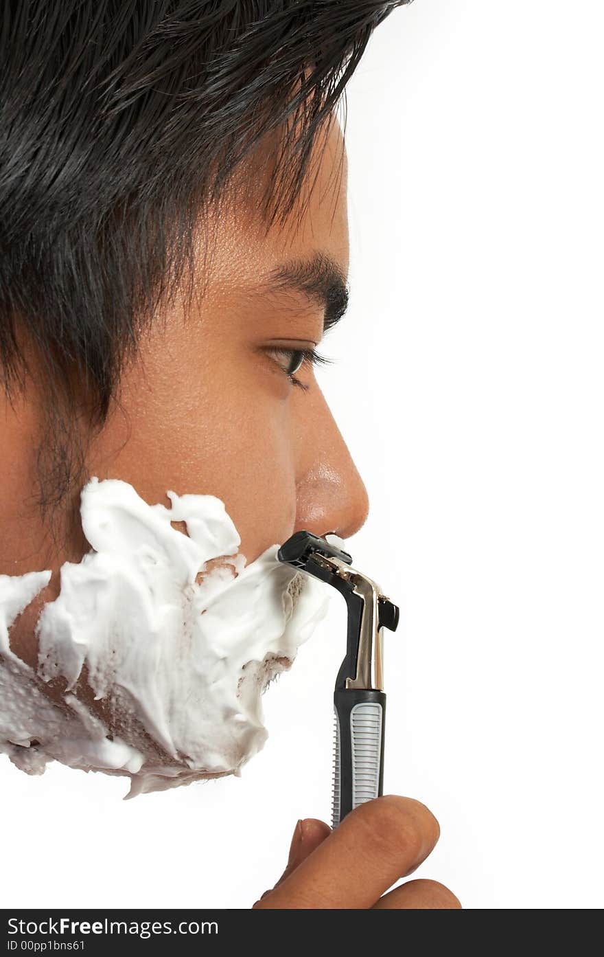 A man shaving