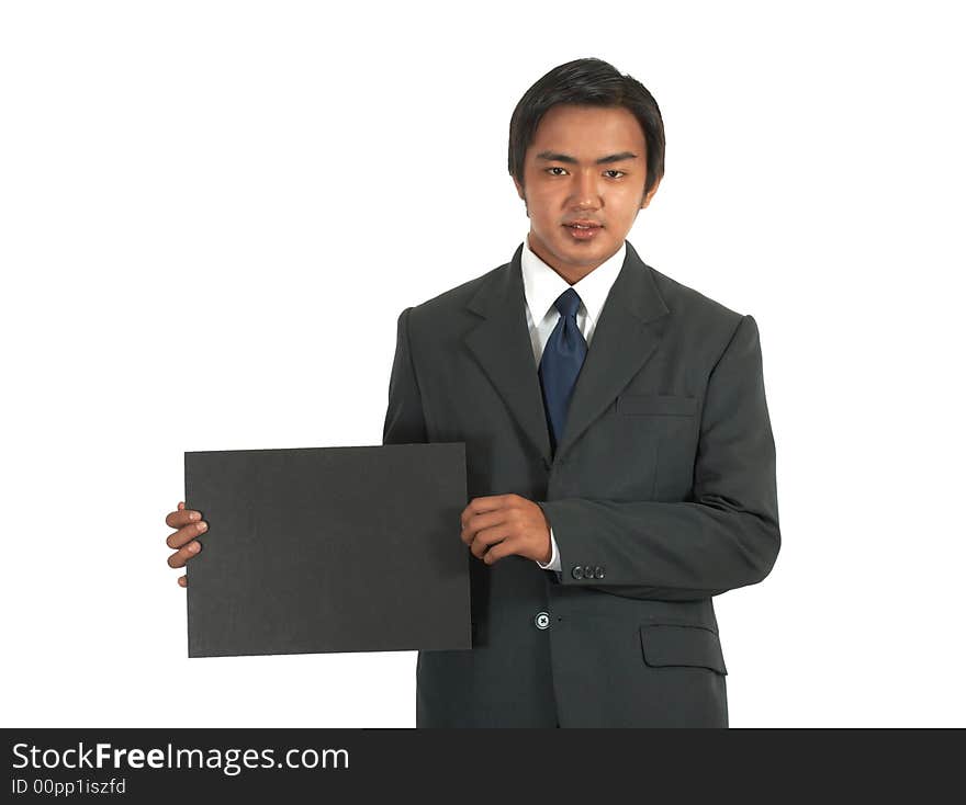 A picture of a businessman over a white background