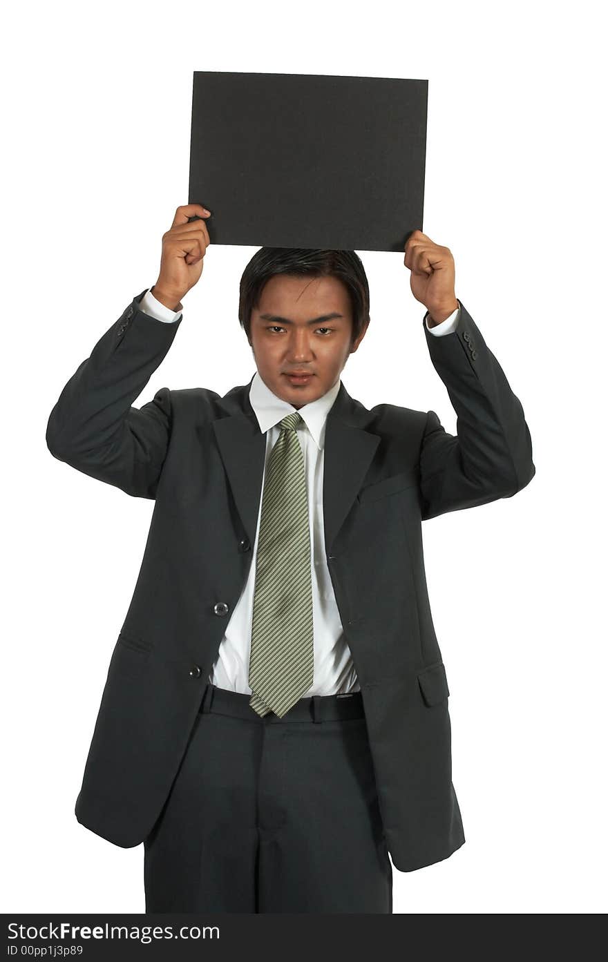 A picture of a businessman over a white background