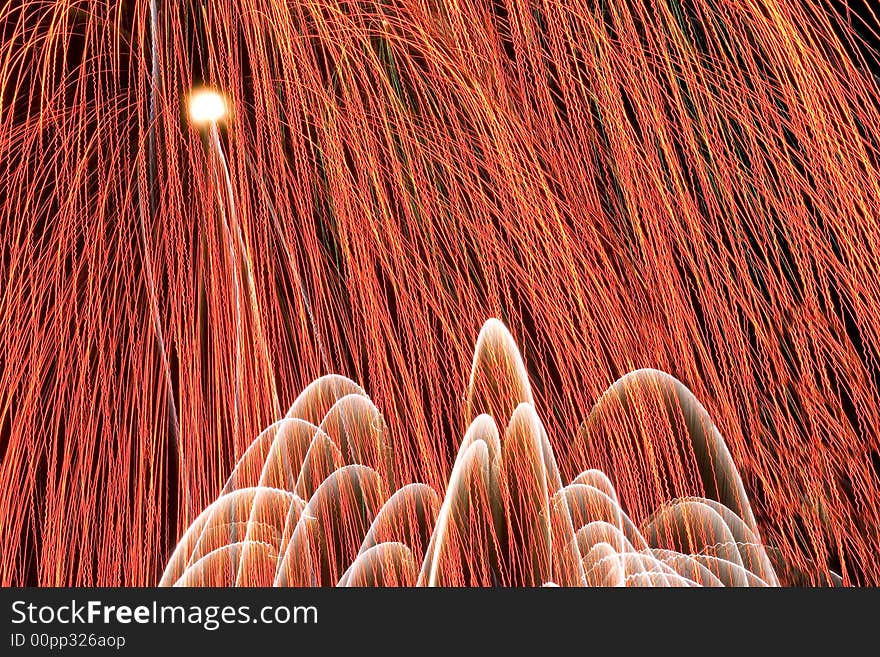 Red blowing firework background