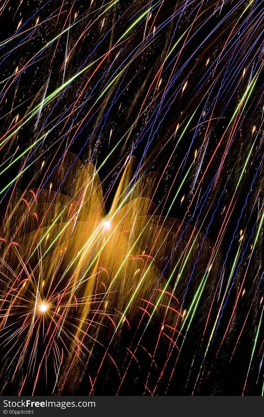 Abstract blowing color fireworks on the night sky. Abstract blowing color fireworks on the night sky