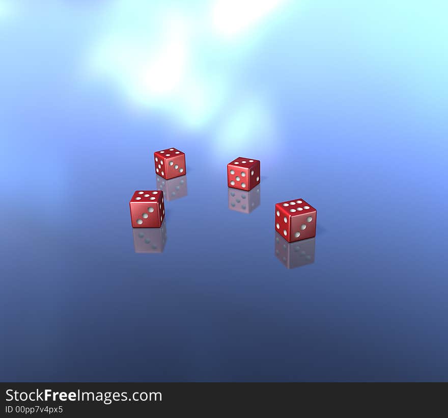 To jumble and to play dice with four red cubes