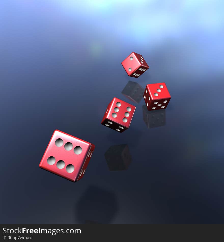 To jumble and to play dice with four red cubes