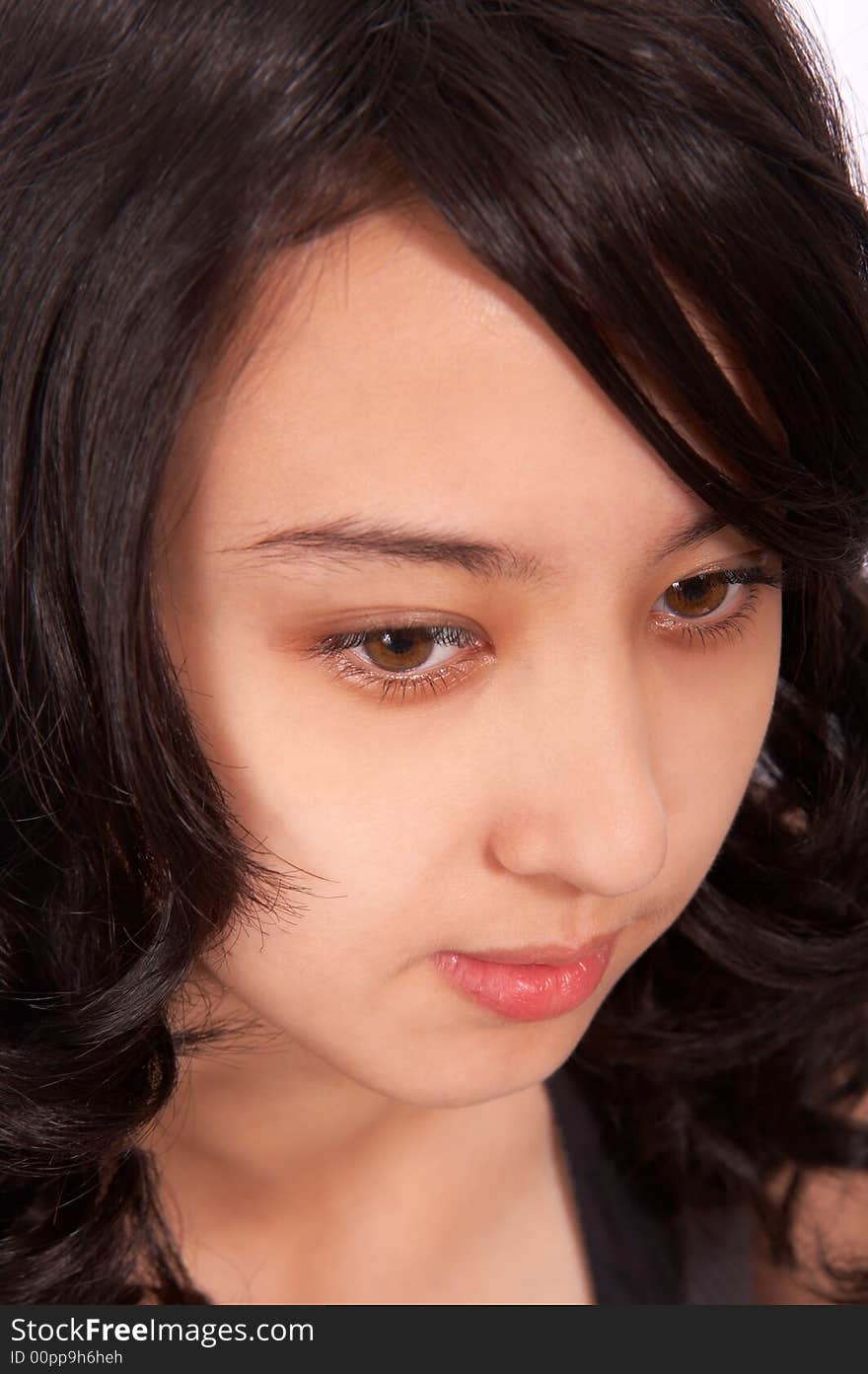 Beautiful black hair asian girl-close up shot