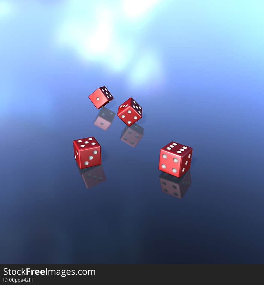 To jumble and to play dice with four red cubes