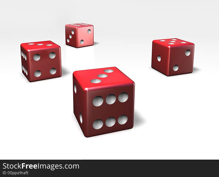 To jumble and to play dice with four red cubes