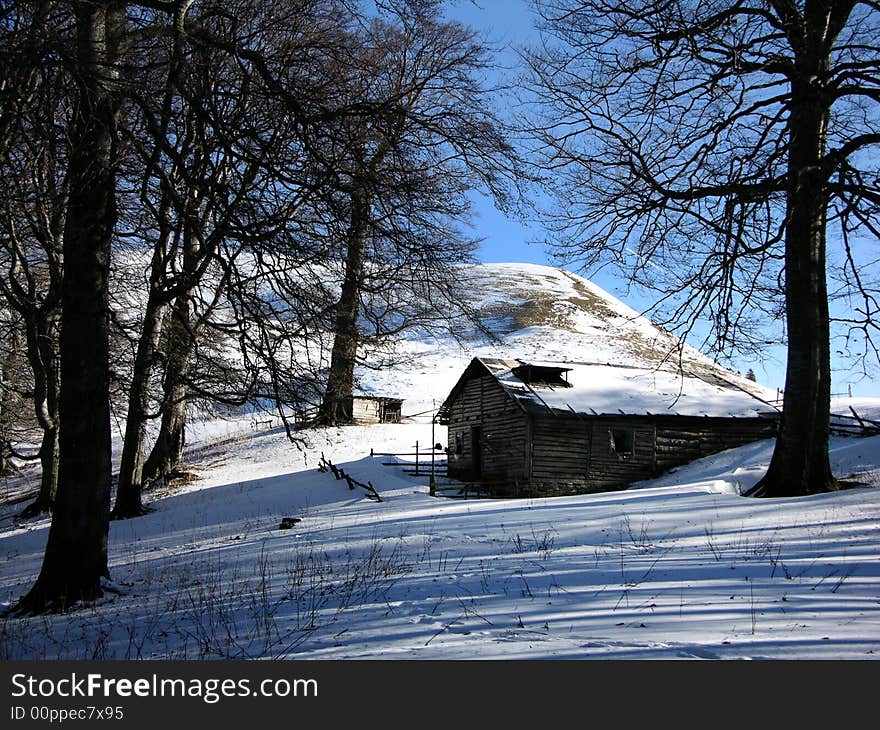 A shepherd hous in Carpathian Mountains. A shepherd hous in Carpathian Mountains