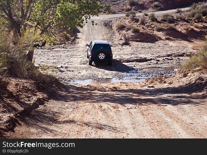 Crossing the river - Valley of the gods in Utah, USA