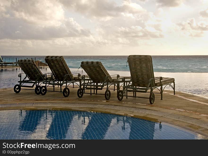 Chaise Lounges Facing Beach