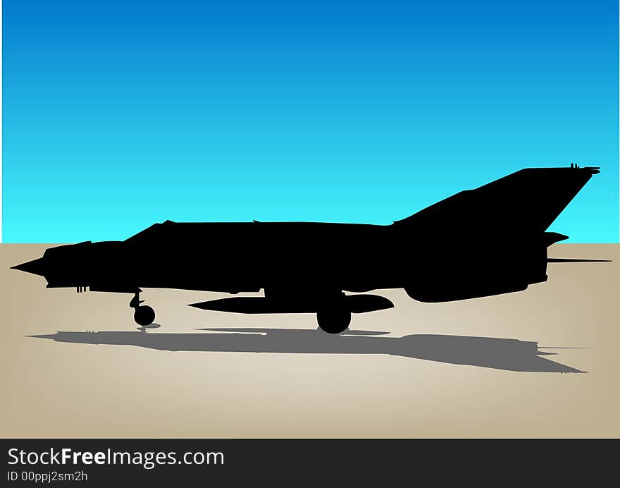 Military aeroplan on runway illustration. Military aeroplan on runway illustration