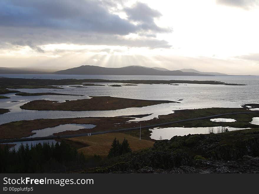 This is the fantastic scenery, looking out onto the Mid-Atlantic ridge in Iceland. The ridge is where the North Atlantic tectonic plate meets the North American plate and so the Icelanders claim to be half European and half North American. This is the fantastic scenery, looking out onto the Mid-Atlantic ridge in Iceland. The ridge is where the North Atlantic tectonic plate meets the North American plate and so the Icelanders claim to be half European and half North American.