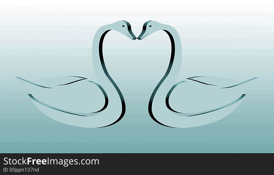 3D swans hearts making a life time bond