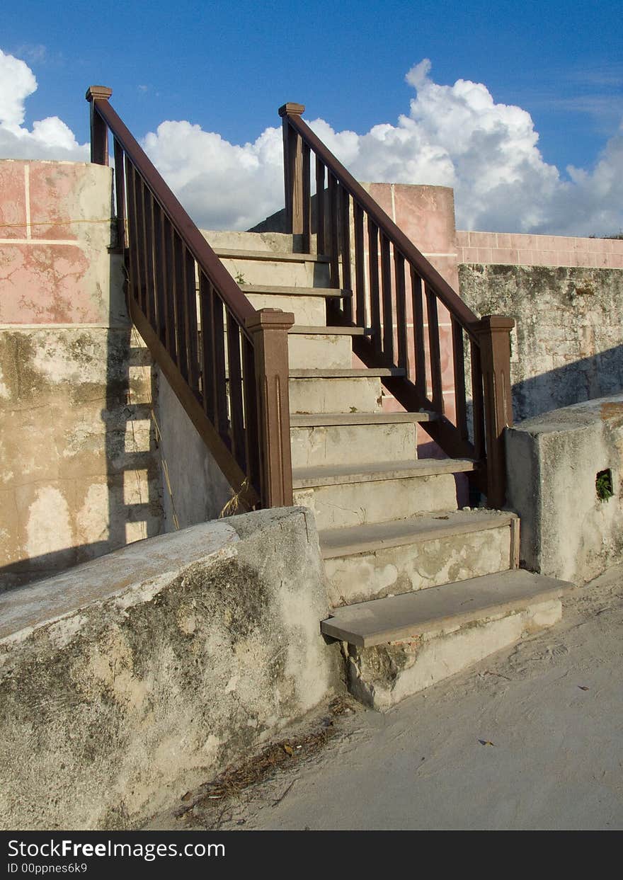 Colonial stairs to the roof of the La Cabaña Fortress, in Habana, Cuba. Colonial stairs to the roof of the La Cabaña Fortress, in Habana, Cuba