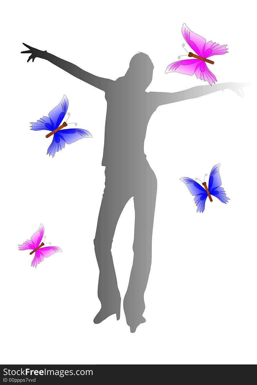 Jpeg image from svg . Silhouette of a young dancing woman. Jpeg image from svg . Silhouette of a young dancing woman