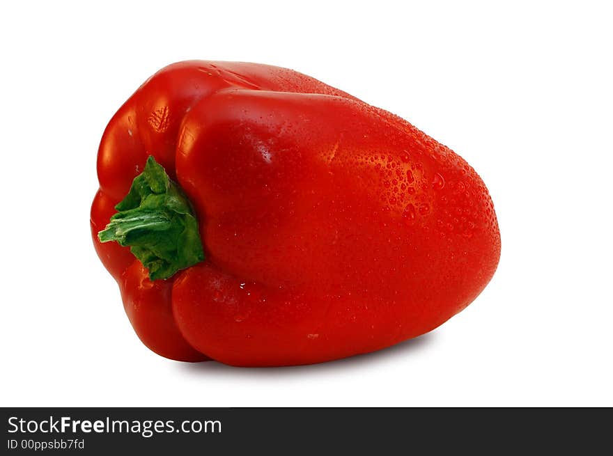 Red sweet pepper isolated on white