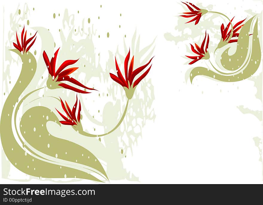 Decorative background with flowers on white