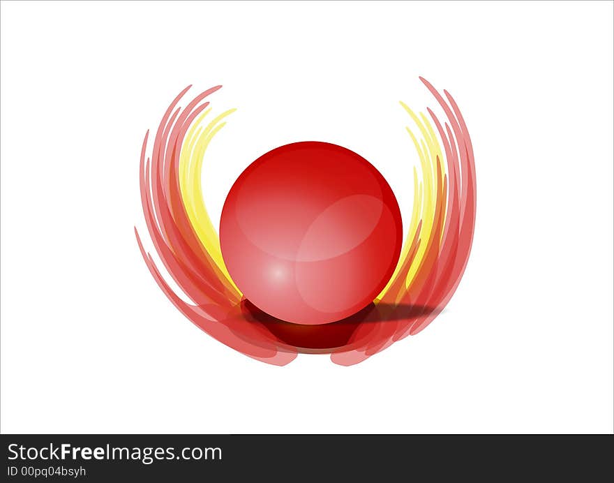 white red yellow 3d wing ball