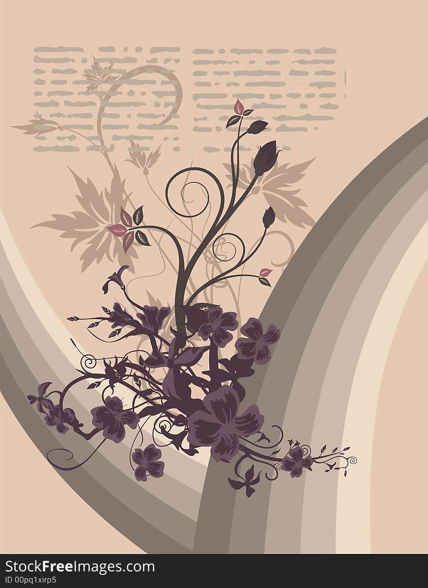 Modern floral background with waves, element for design, vector illustration series.