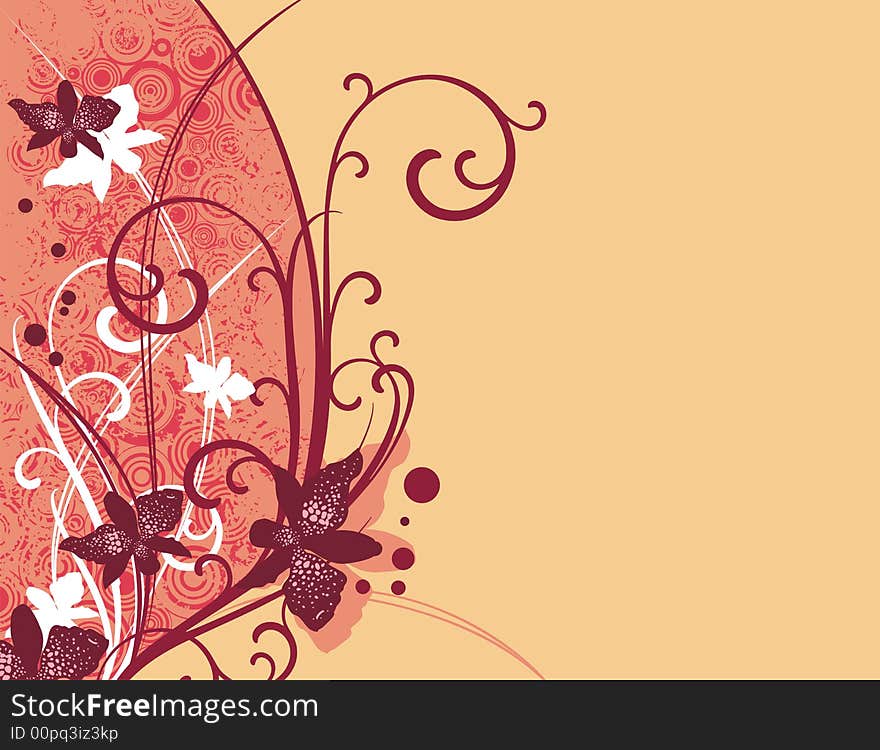 Floral design with ornamental details in red, beige and white colors, vector illustration series. Floral design with ornamental details in red, beige and white colors, vector illustration series.