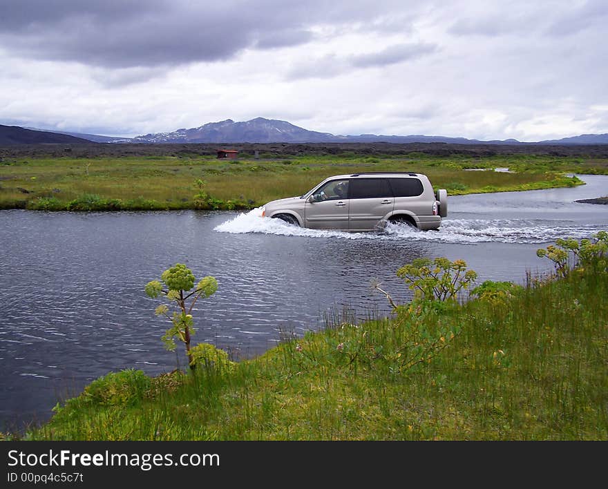 One of the many rivers crossed in jeep. One of the many rivers crossed in jeep