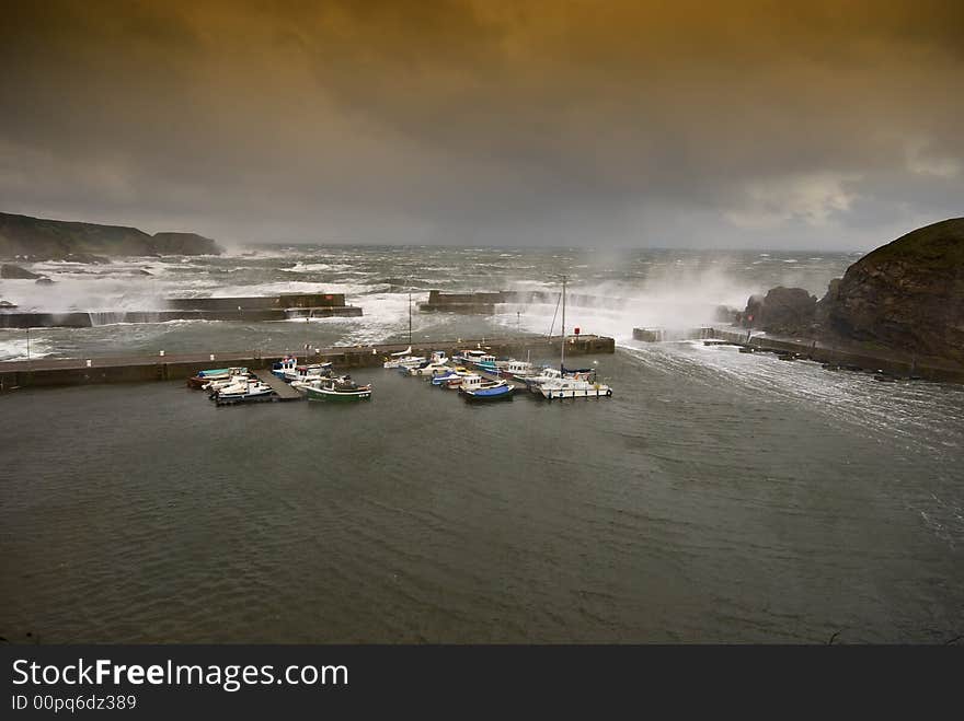 Stormy Sea, Boats,Fishing boats, port. Stormy Sea, Boats,Fishing boats, port