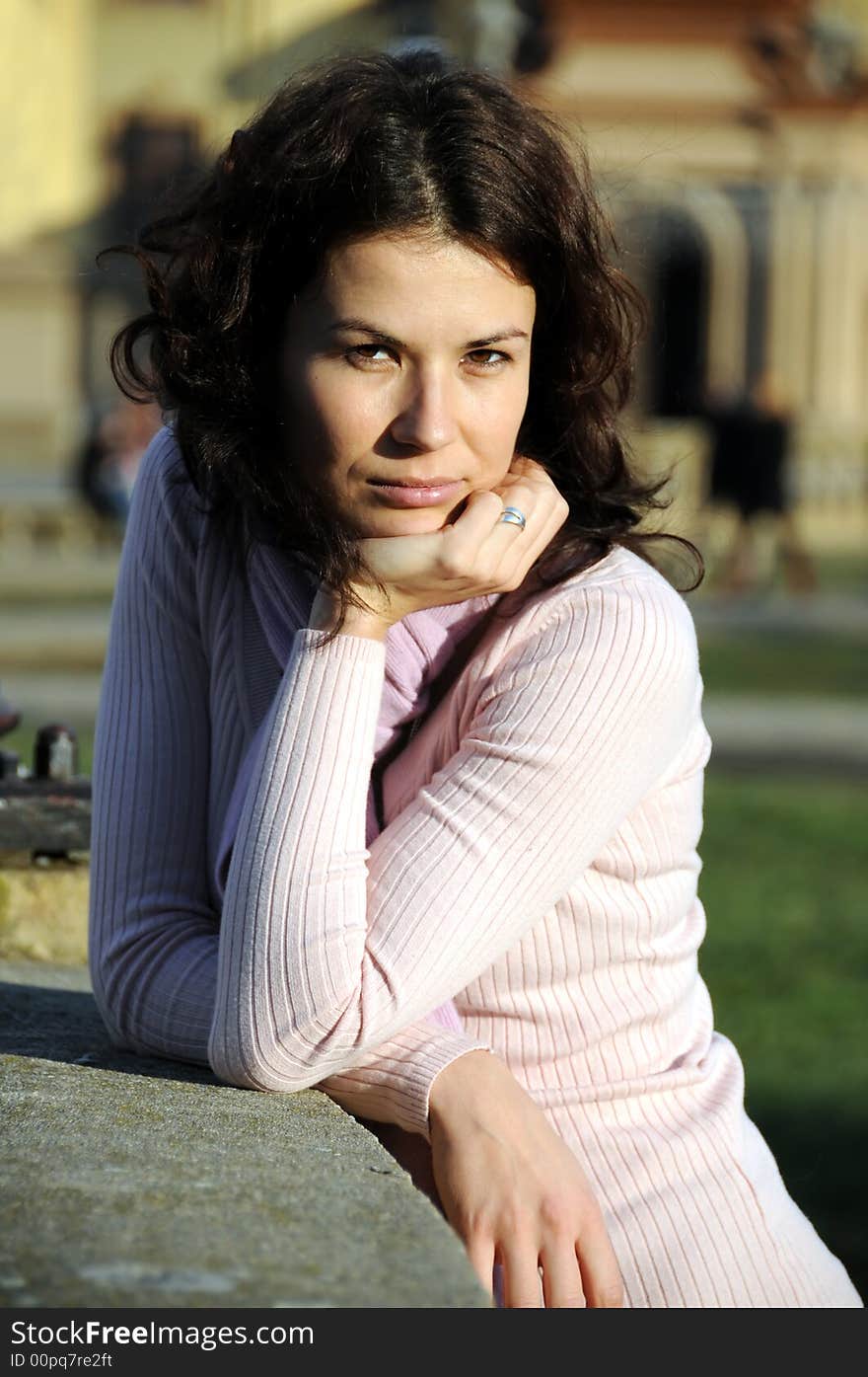 A beautiful brunette posing outdoor