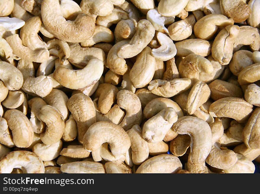 Display of closeup of cashewnuts