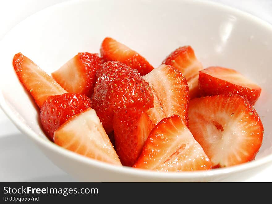 Delicious bowl of fresh strawberries with sugar. Delicious bowl of fresh strawberries with sugar