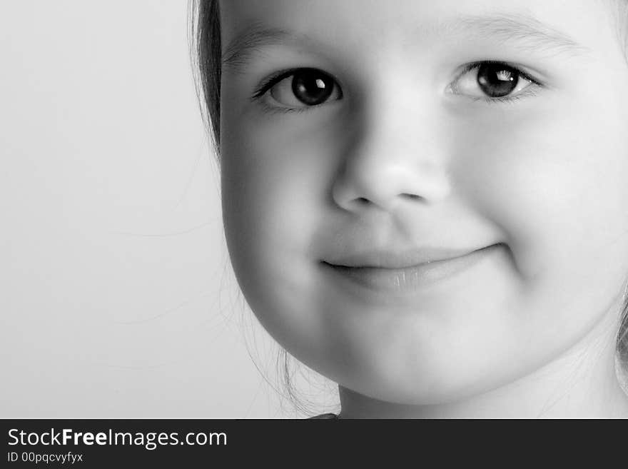 Black and white portrait of cute girl. Black and white portrait of cute girl