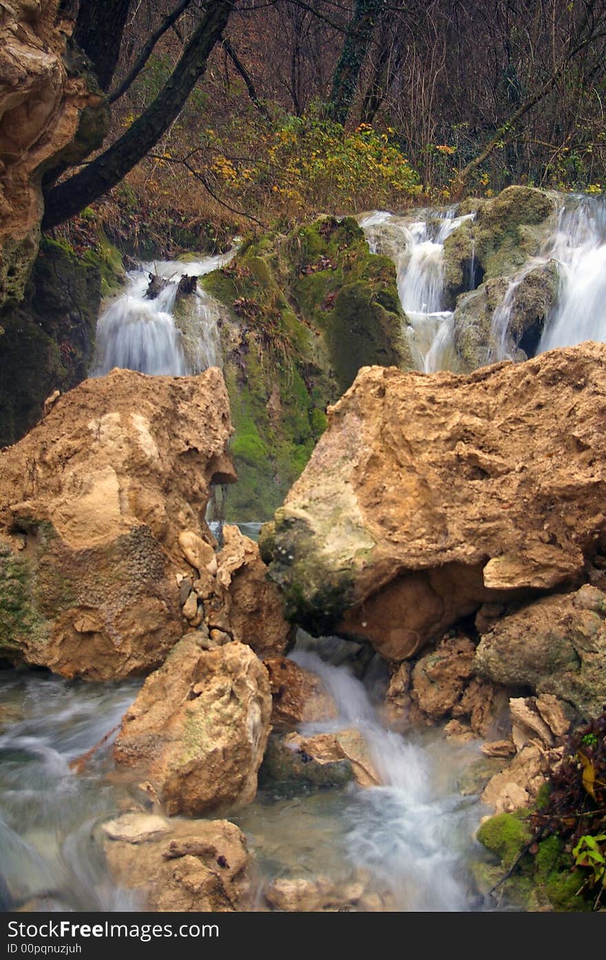 Waterfall in Bulgarian forest, Balkans