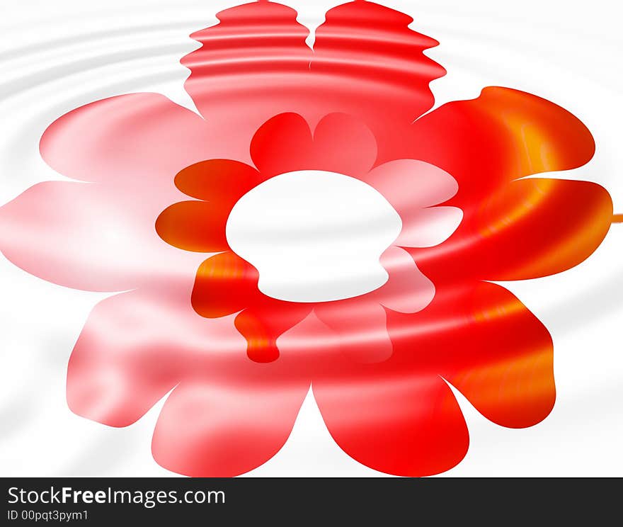 Red decorative object on a white background