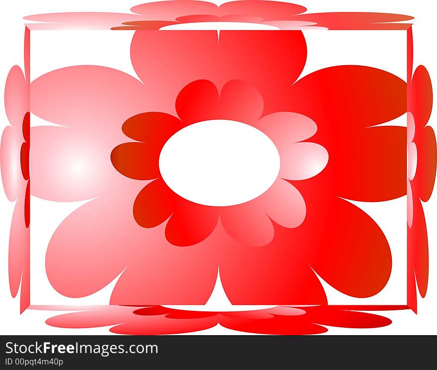 Red decorative object on a white background