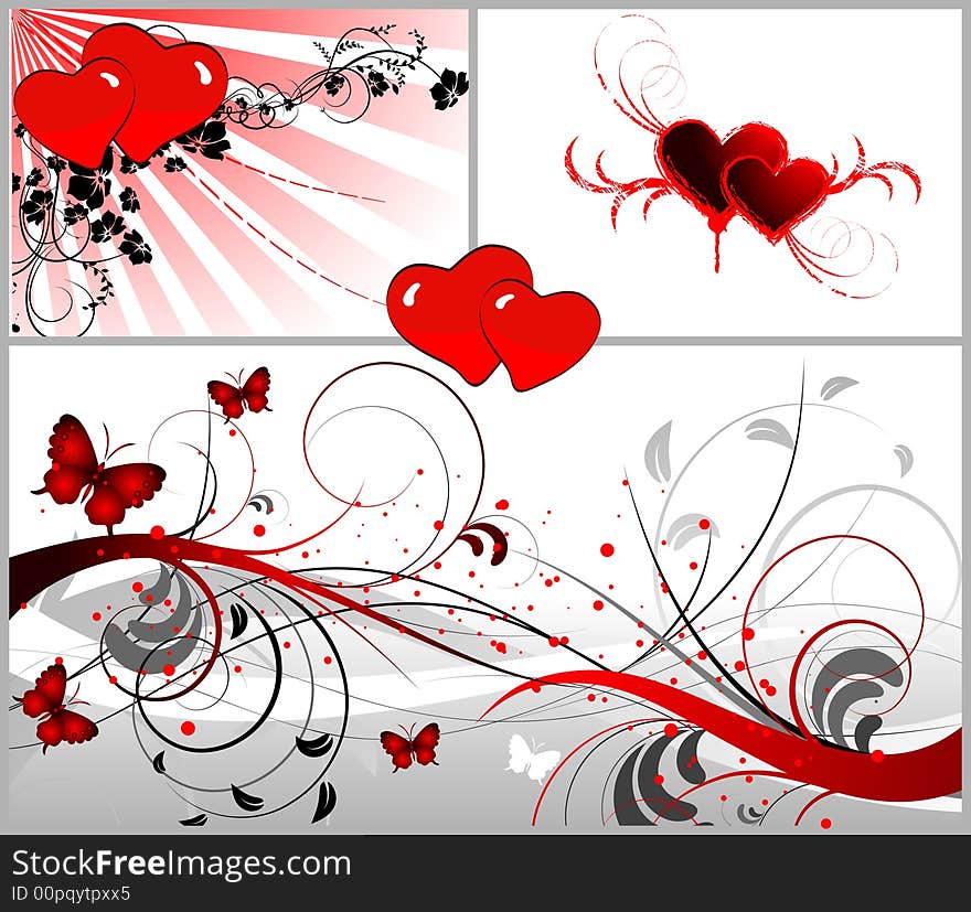 Abstract floral background on St. Valentine Day's theme. A vector format is added. Suits well for a postcard or background. Abstract floral background on St. Valentine Day's theme. A vector format is added. Suits well for a postcard or background