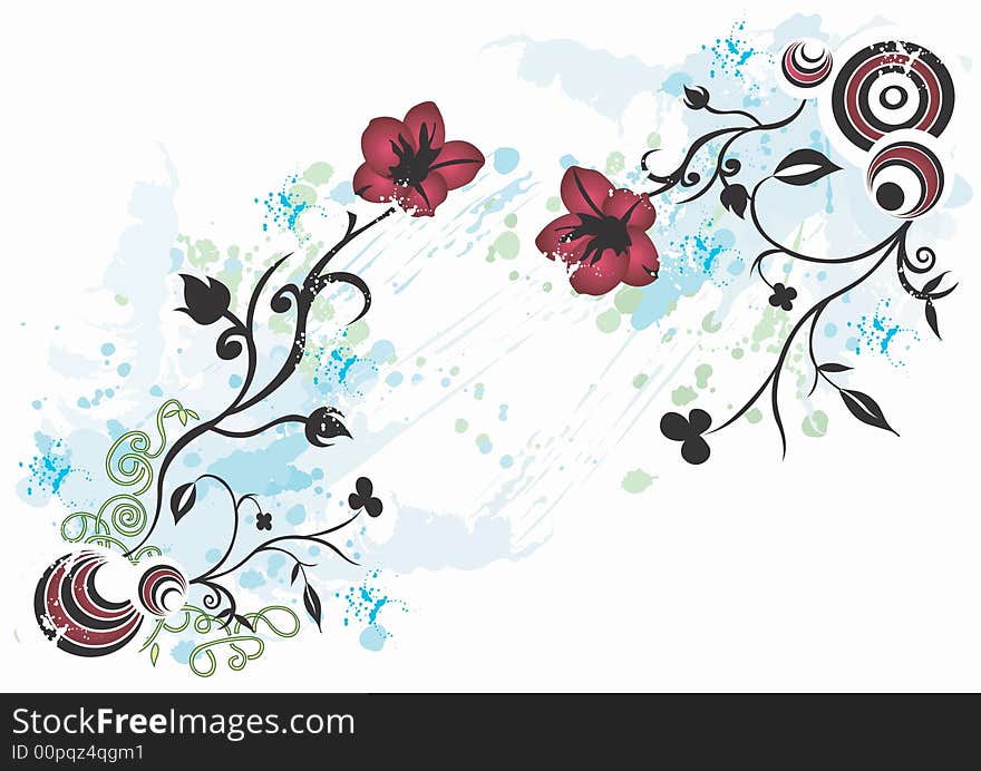 Grungy illustration of a floral background