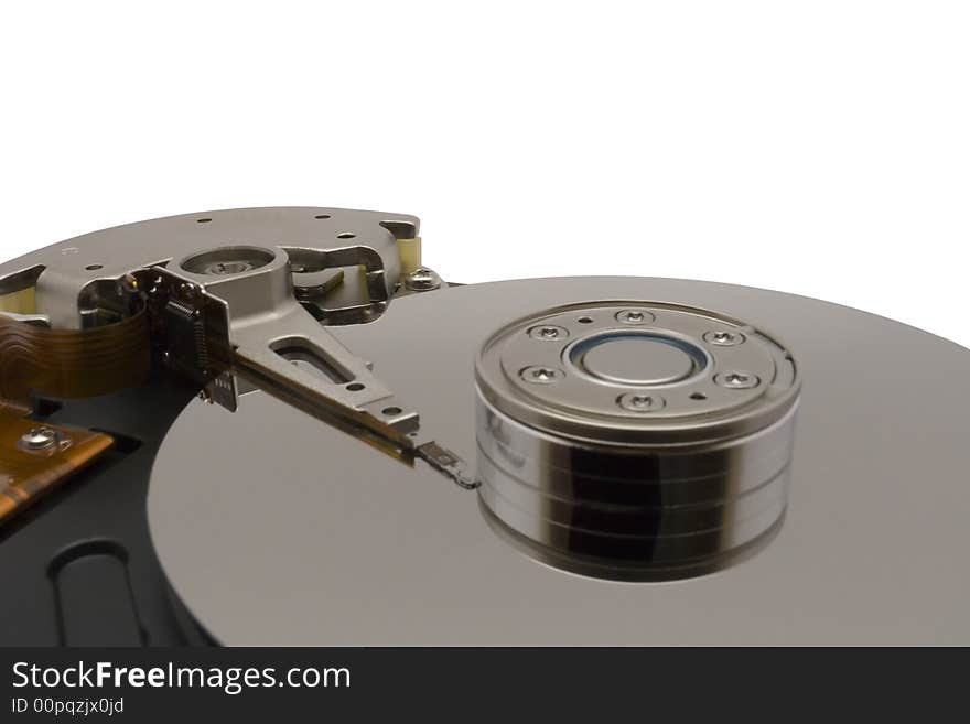 Hard disk drive on white background