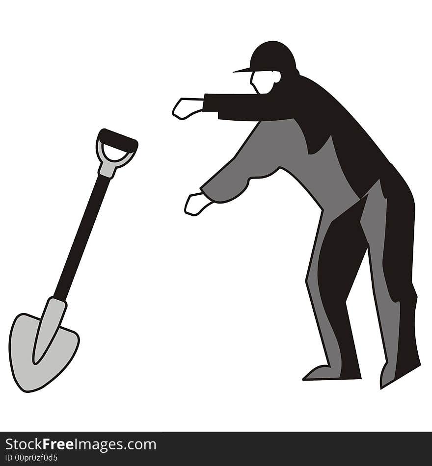 Man and shovel