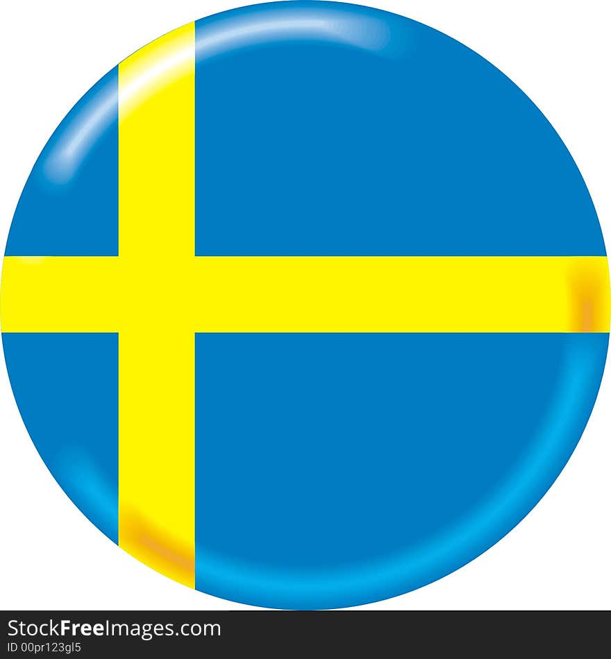 Art illustration: round medal with the flag of sweden