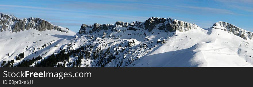 Carpathian mountains landscape panorama, winter