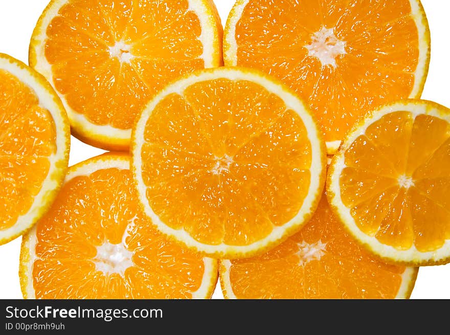 Sliced orange isolated on white background. Sliced orange isolated on white background