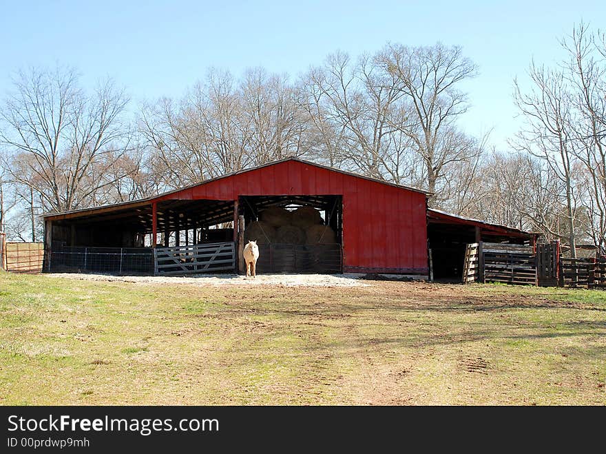 Photographed animal barn shed at rural Georgia.