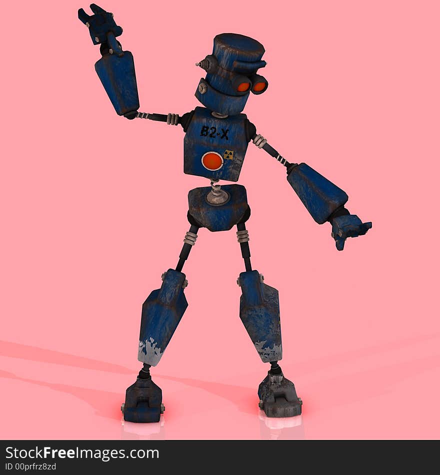 Futuristic cartoon roboter making funny moves Image contains a Clipping Path. Futuristic cartoon roboter making funny moves Image contains a Clipping Path