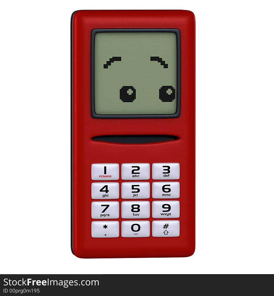 Cartoon cell phone with clipping path