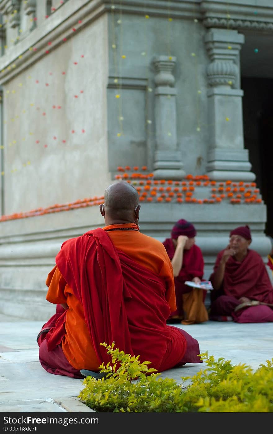 Buddhistic monk near Mahabodhi temple