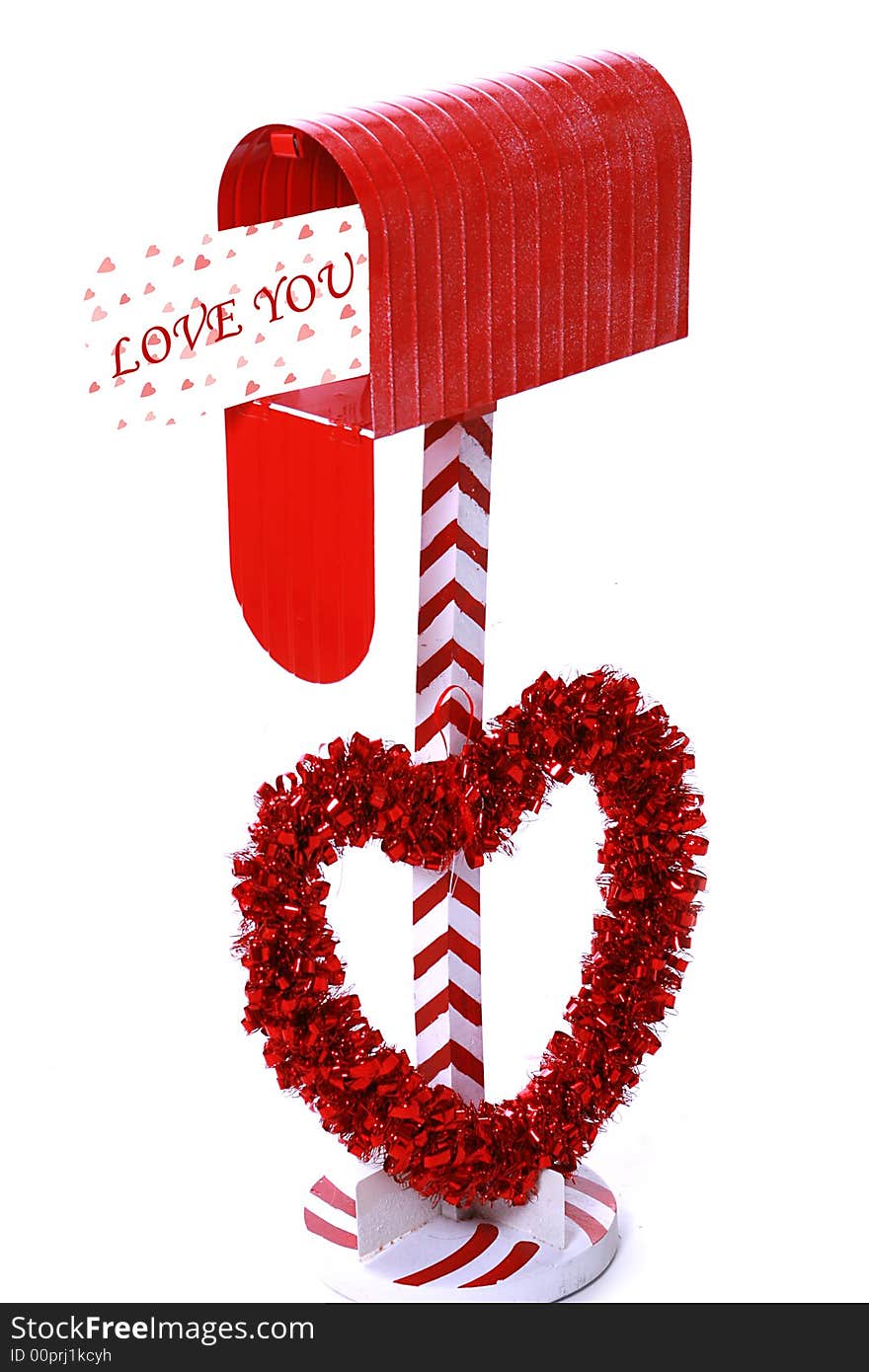 Valentines love letter with mailbox and red heart. Valentines love letter with mailbox and red heart