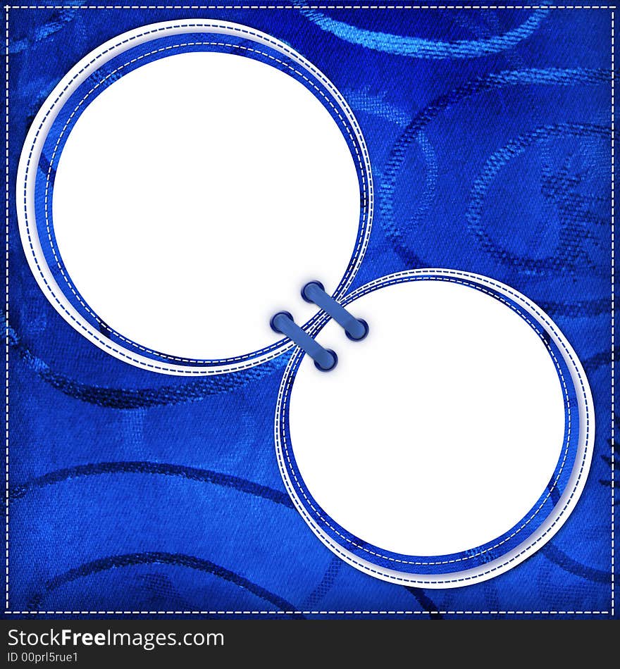 Blue framework for photos. Scrapbook. Beautiful background.