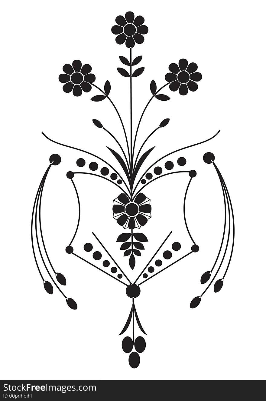 Rustic engraving of flowers